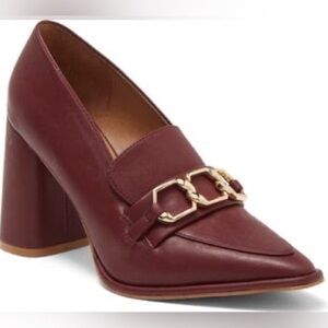 NORDSTROM RACK Oslo Block Heel Pump Burgundy Leather Shoes Size 10